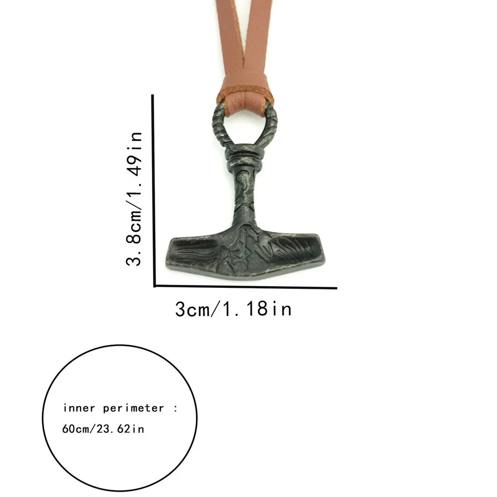 Retro Viking Hammer Pendant Necklace Men's Scandinavian Norwegian Style Viking Necklace Scandinavian Style Jewelry