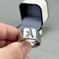 Personalised Initial Engrave A to Z Alphabet Stainless Steel Signet Blank Plain Ring Band High Polished Gold Color Tone