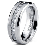 Autumn Hot Selling Silver Plated Stainless Steel Rings For Men Square Cubic Zircon Ring Jewelry Accessories Wholesale Size 7-13