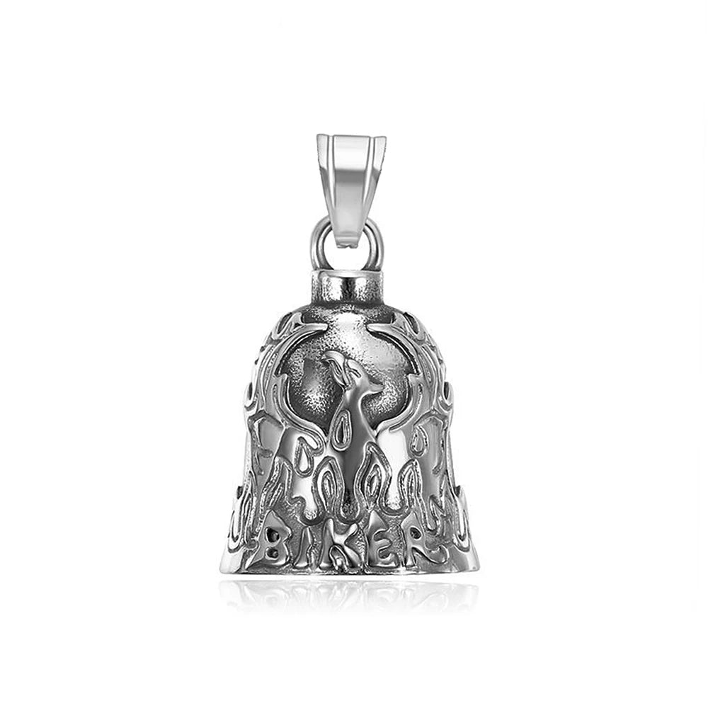 Gothic Lion Head Bell Pendant — Stainless Steel