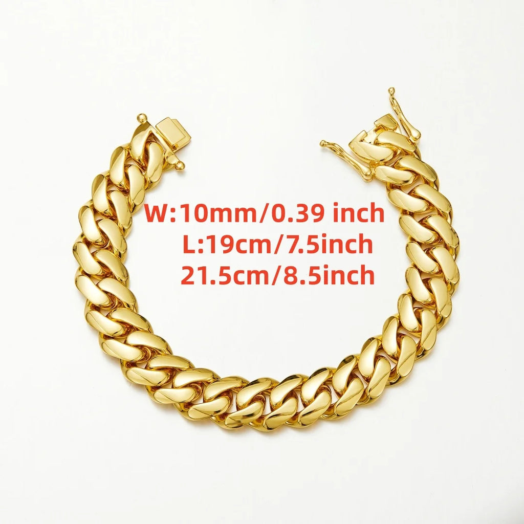 8-14mm Punk Rock Stainless Steel Rhombus Cuban MIami Link Chain Bracelets for Men Hip Hop Rock Jewelry Gold Color Jewelry Gift