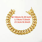8-14mm Punk Rock Stainless Steel Rhombus Cuban MIami Link Chain Bracelets for Men Hip Hop Rock Jewelry Gold Color Jewelry Gift