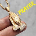 Praying Hands Cross Pendant — Stainless Steel