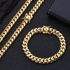 Gold Cuban Chain Necklace 12MM 18K Brass