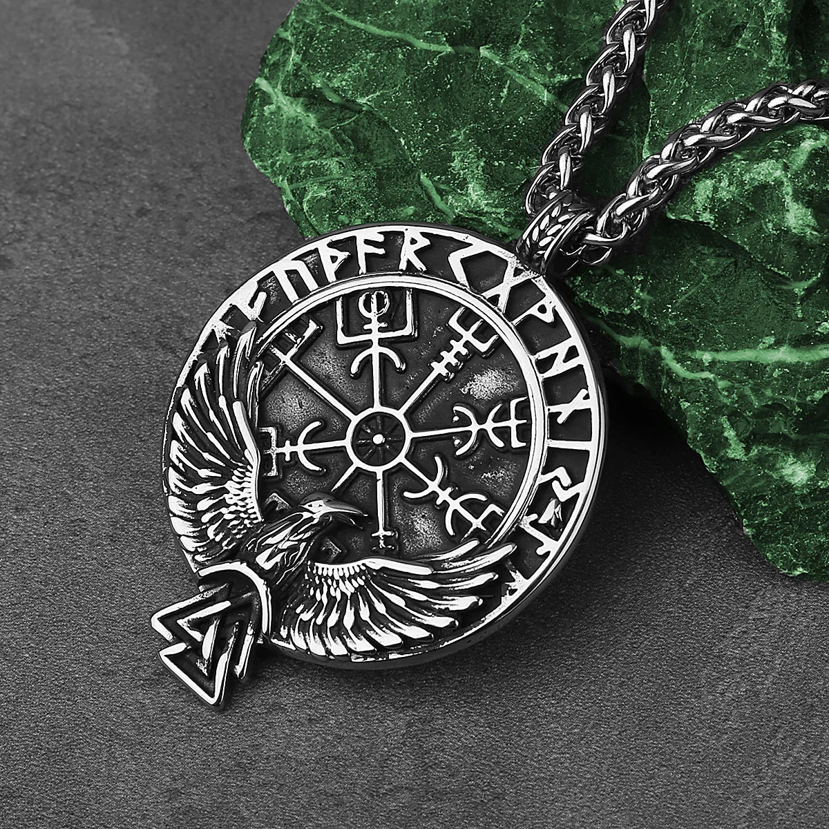 Viking Raven Stainless Steel Pendant Necklace