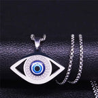 Hamsa Evil Eye Pendant Necklace — Stainless Steel