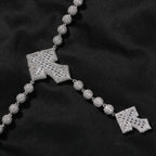 Uwin Bead Chain With 4 Corss Full Paved Iced Out Bling New In Cubic Zirconia HipHop Jewelry