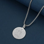Viking Calendar Rune Medallion Pendant Necklace — Stainless Steel