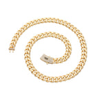 VCT 18mm Long Lock Rectangular Zircon Prong Set Cuban Necklace Ice Crystal Small Crystal Zircon Chain Hip Hop Rock Jewelry