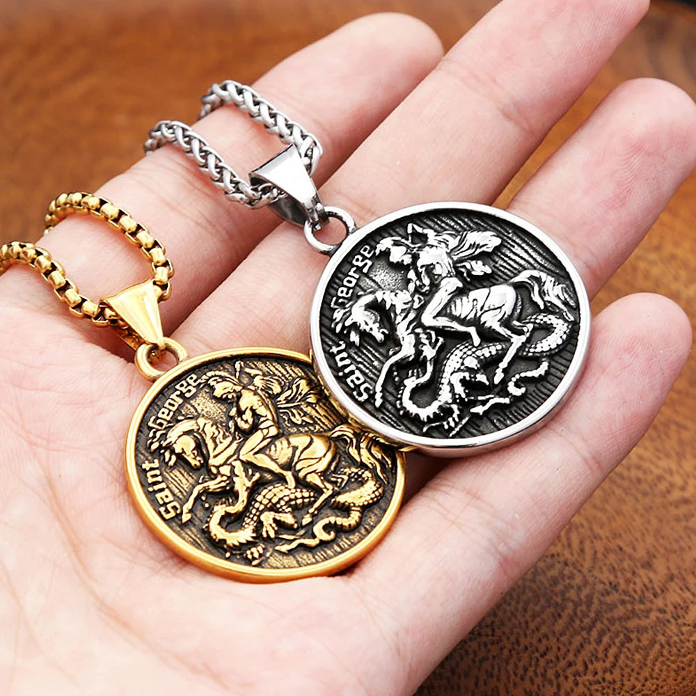 Saint George Dragon Pendant — Stainless