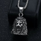 Gothic Lion Head Bell Pendant — Stainless Steel