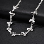 Vnox Shark Tooth Necklaces for Men, Silver Color Alloy Adjustable Chain Irregular Pendant Necklace Street Casual Daily Jewelry
