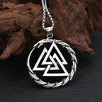 Dragon Valknut Pendant — Stainless Steel