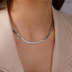 Gold Herringbone Snake Chain Necklace 5mm — Stainless Steel