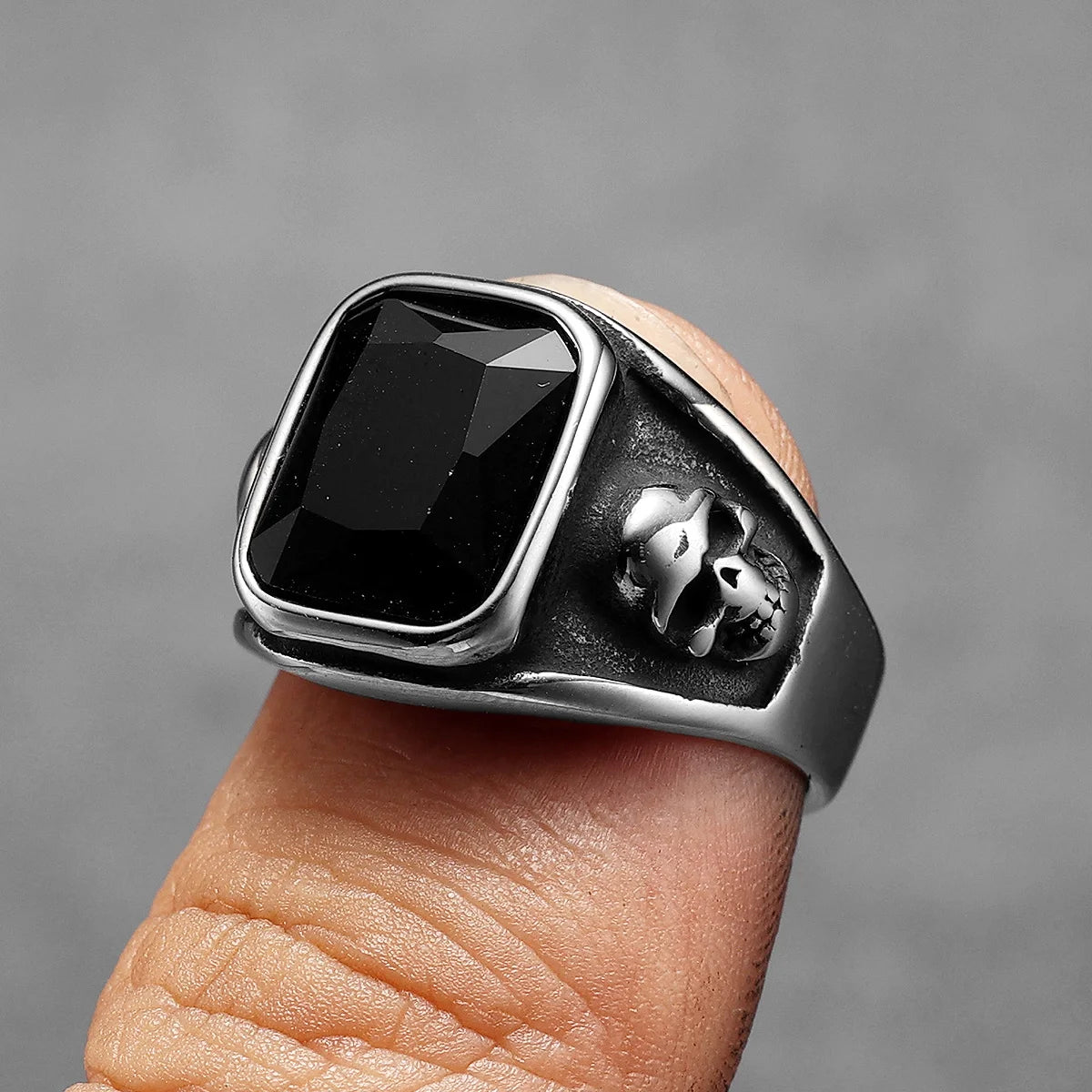 Skull Gemstone Ring — Stainless Steel
