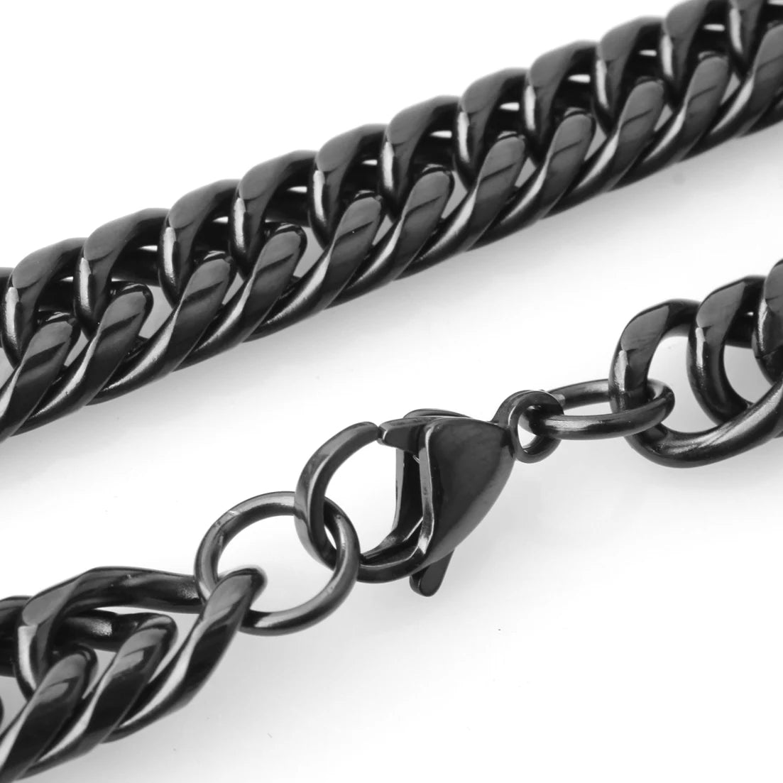 Black Cuban Chain Necklace 9-22mm — SS