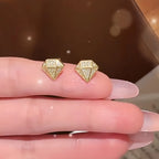 Diamond Shaped Moissanite Stud Earring Fashion Unisex Simple Versatile Diamond Ear Studs 925 Sterling Silver with Certificate
