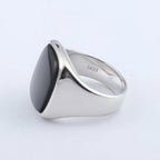 Black Agate Ring — 925 Silver