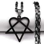 Hip Hop Rock Music Him Heartagram Star Heart Necklace for Women Men Stainless Steel Y2k Black Metal Band Goth Punk Chain Jewelry
