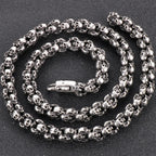 12MM Width Men's Stainless Steel Skull Head Link Chain Necklace Punk Rock On Neck Skeleton Jewelry Gothic Style