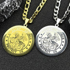 SAINT GEORGE Protect Us Round Medal Pendant Necklace for Women Men Stainless Steel Gold Color Christian Chain Amulet Jewelry