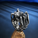 Priestess Retro Priest Ring, Men's Silvery Plated Ring, Artistic Ring Punk Style, Goth Jewelry for Men, Gifts for