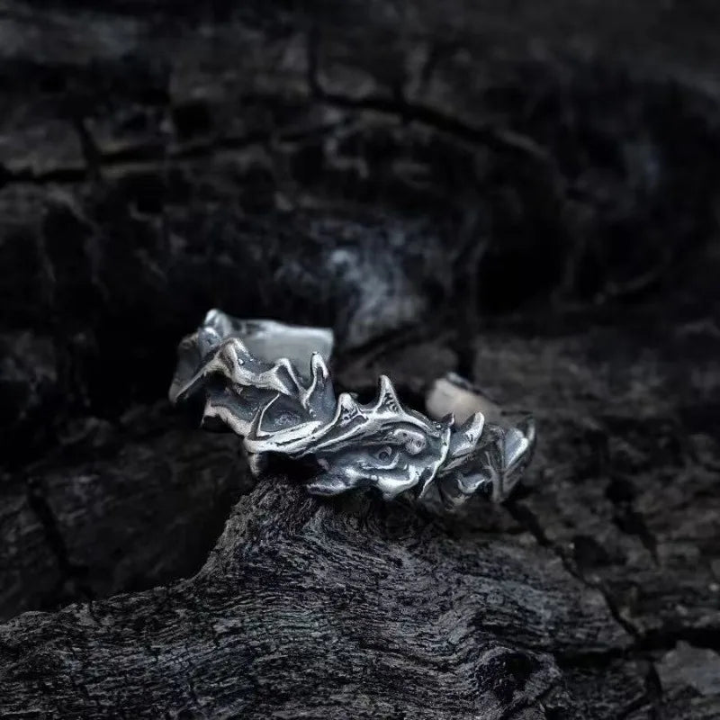 Dark Thorny Ring for Men and Women — Punk, Antique Silver