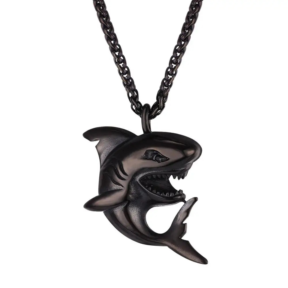 New Hip-Hop Rock Fashion Personality Men's Necklace Domineering Shark Pendant Punk Style Jewelry Accessories