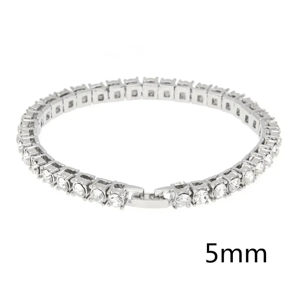 Iced Out 1 Row Square Cubic Zirconia Tennis Chain Bracelet