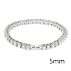 Silver Color Hip Hop Tennis Chain Bracelet 1 Row Square Cz Stone Iced Out Bling Bracelets For Men Women 18cm New Year Jewelry