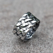 Nordic Viking Twist Weave Ring — Men's Band, Stainless Steel