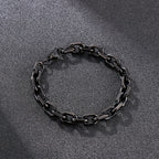8mm Black Link Chain Necklace Bracelet For Men Stainless Steel Jewelry Gift Set