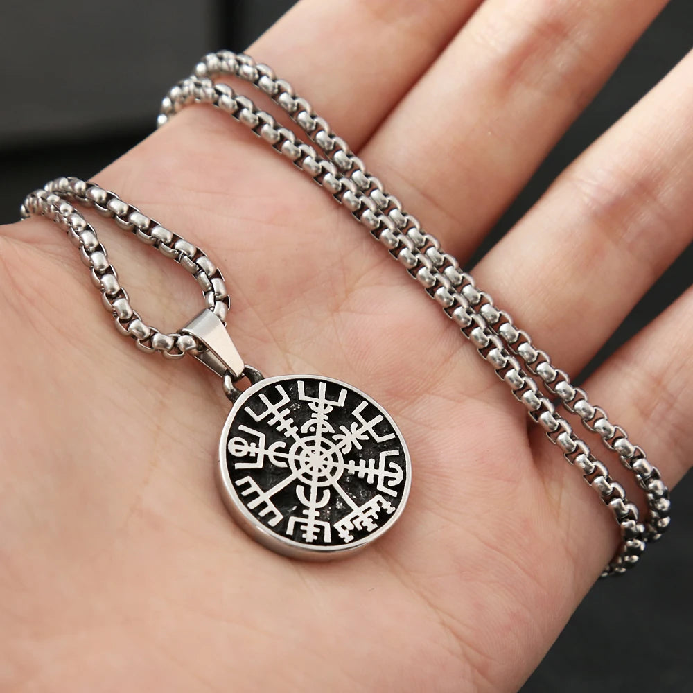 Viking Compass Pendant — Stainless Steel