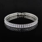 2022 New 18cm Marquise Oval Square Cut Luxury Silver Color on Hand Tennis Bracelet Bangle for Women Party Gift Jewelry