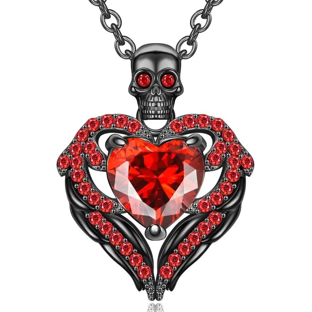 Iced Out Skull Black Pendant Necklace