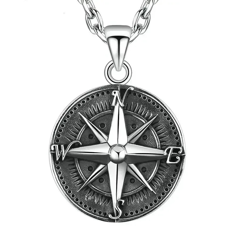 Quality Fashionable Medal Necklace Pendant Pirate Ship Compass Personality Men's Necklace Pendant Hip Hop Jewelry Trend