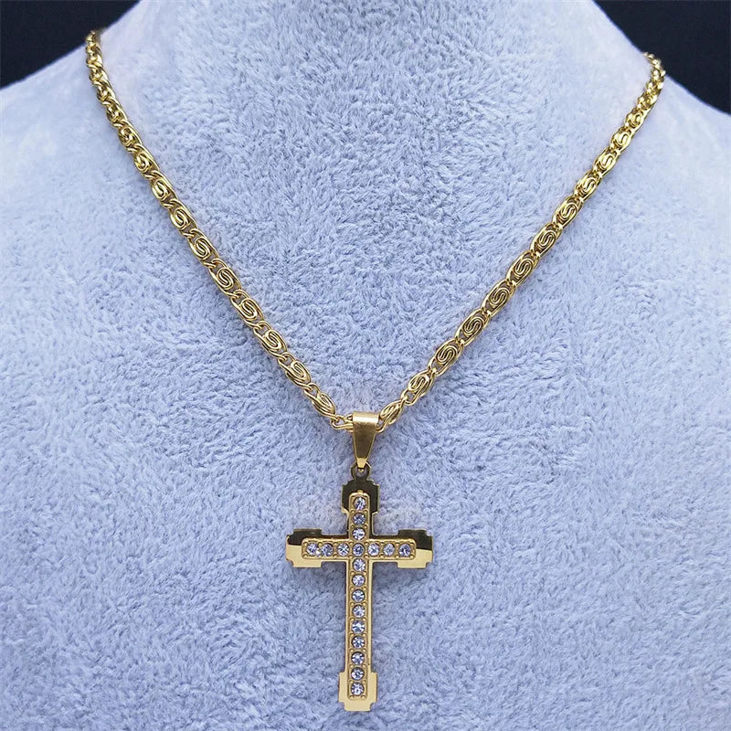 Cross Steel Pendant 316L Zircon Male