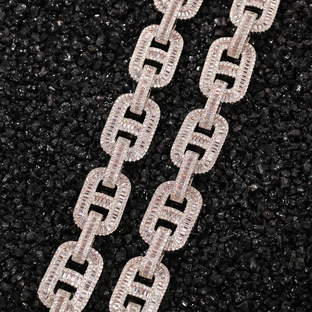 Uwin Miami Necklaces 15mm Cuban Link CZ Baguette Prong Setting  Iced Out Zircon Pave Luxury Bling Jewelry Fashion Hiphop For Men