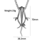 Three-Headed Snake Pendant — Stainless Steel