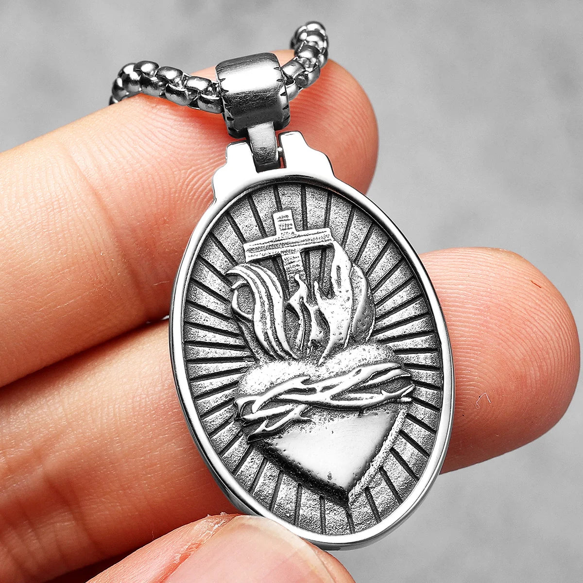 Jesus Pendant Necklace — Stainless Steel