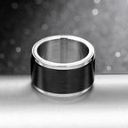 Black Silver Spinner Ring Stainless Steel Anti-Stress