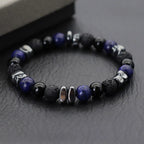 Stone Bead Strand Bracelet for Men — Blue, Black & Brown Options