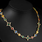 Gold Iced Out Chain Necklace Colored Gemstone