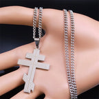 Hip Hop Stainless Steel Orthodox Cross Necklace Faith Christ Amulet Pendant Necklaces Classic Religious Jewelry Gifts