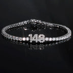Initial Letter Tennis Bracelet — Iced Out Silver-Tone, 3mm