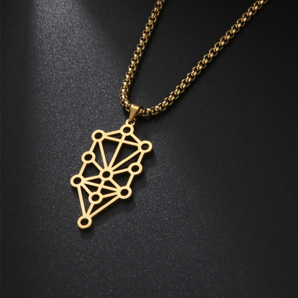 My Shape Sephirot Kabbalah Tree of Life Necklaces for Men Women Stainless Steel Pendant Necklace Vintage Male Jewelry Amulet