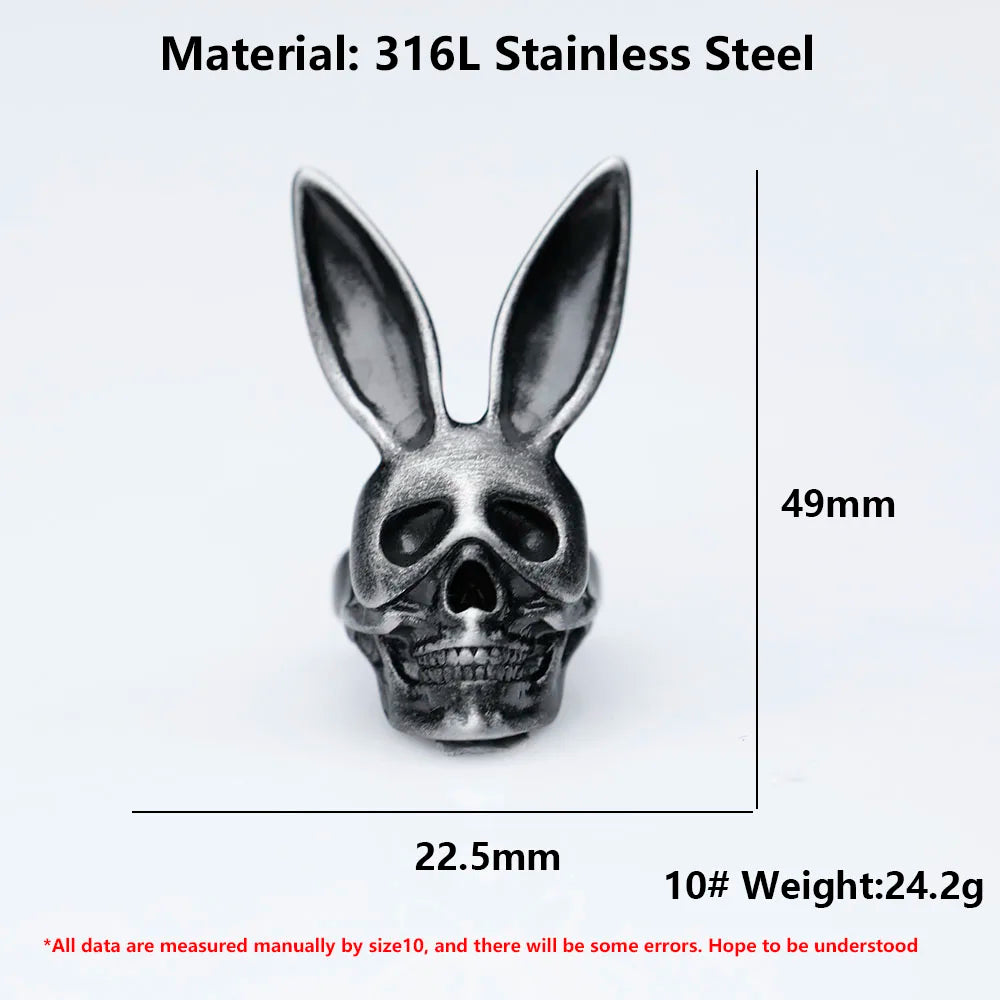 2022 NEW Men's 316L stainless steel rings retro Rabbit Skeleton Gothic ring punk Motorcycl Jewelry Gifts free shipping