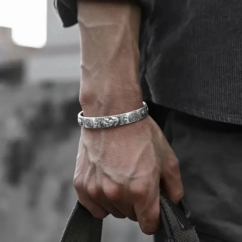 Men\'s Personalized Retro Ethnic Animal Pixiu Bangles Men Women Cuff Bracelets Casual Jewelry Gifts