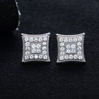 Iced Out Square Stud Earrings — 925 Silver