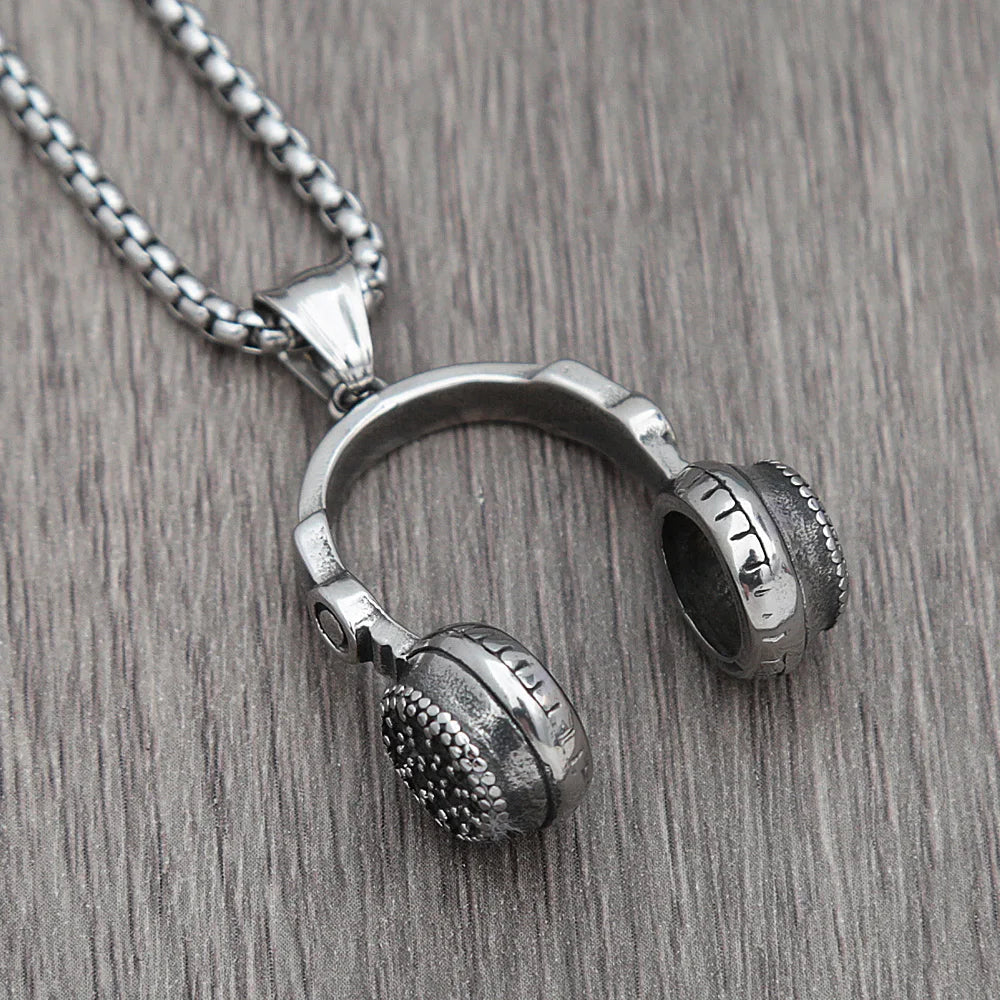 DJ Headphone Pendant — Stainless Steel